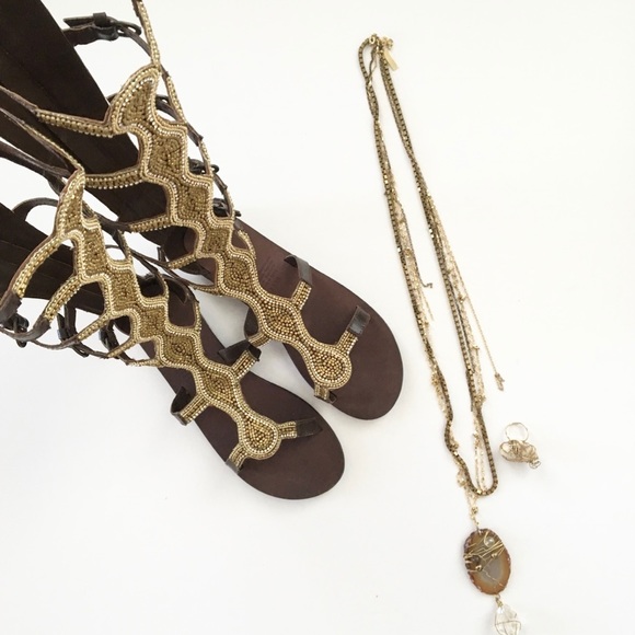 new ❦ Rebels ❦ Tall Festival Gladiators Sandals ❦ - Picture 13 of 14